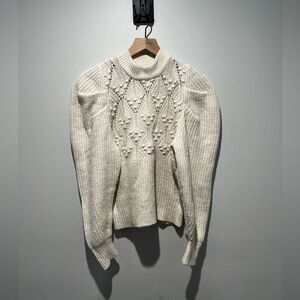 A New Day Cream Colored Puff Sleeve Sweater XS